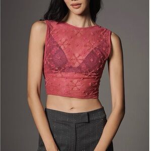 Anthropologie x LyreBird High Neck Sequin Sheer Tie-Back Top Size Med NWT